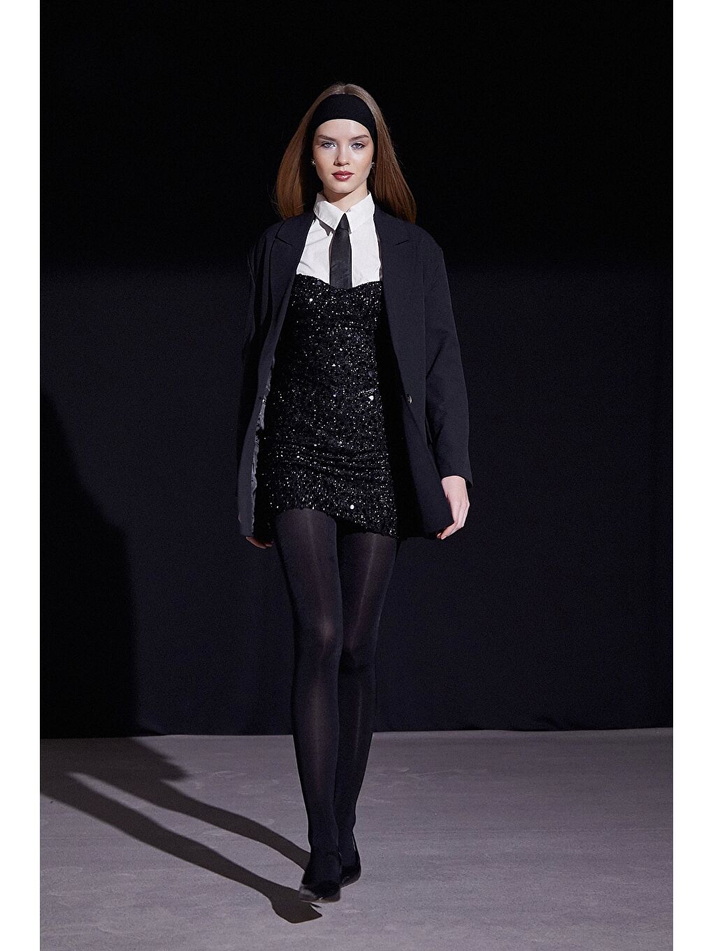 Askılı Pul Elbise Siyah-2