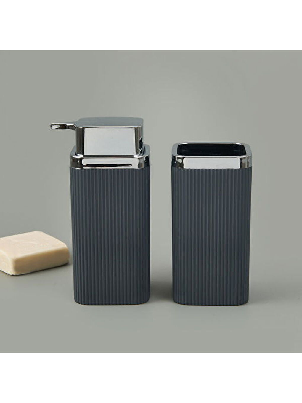 Bath Stella 2'li Sıvı Sabunluk ve Diş Fırçalık Seti - Antrasit-2