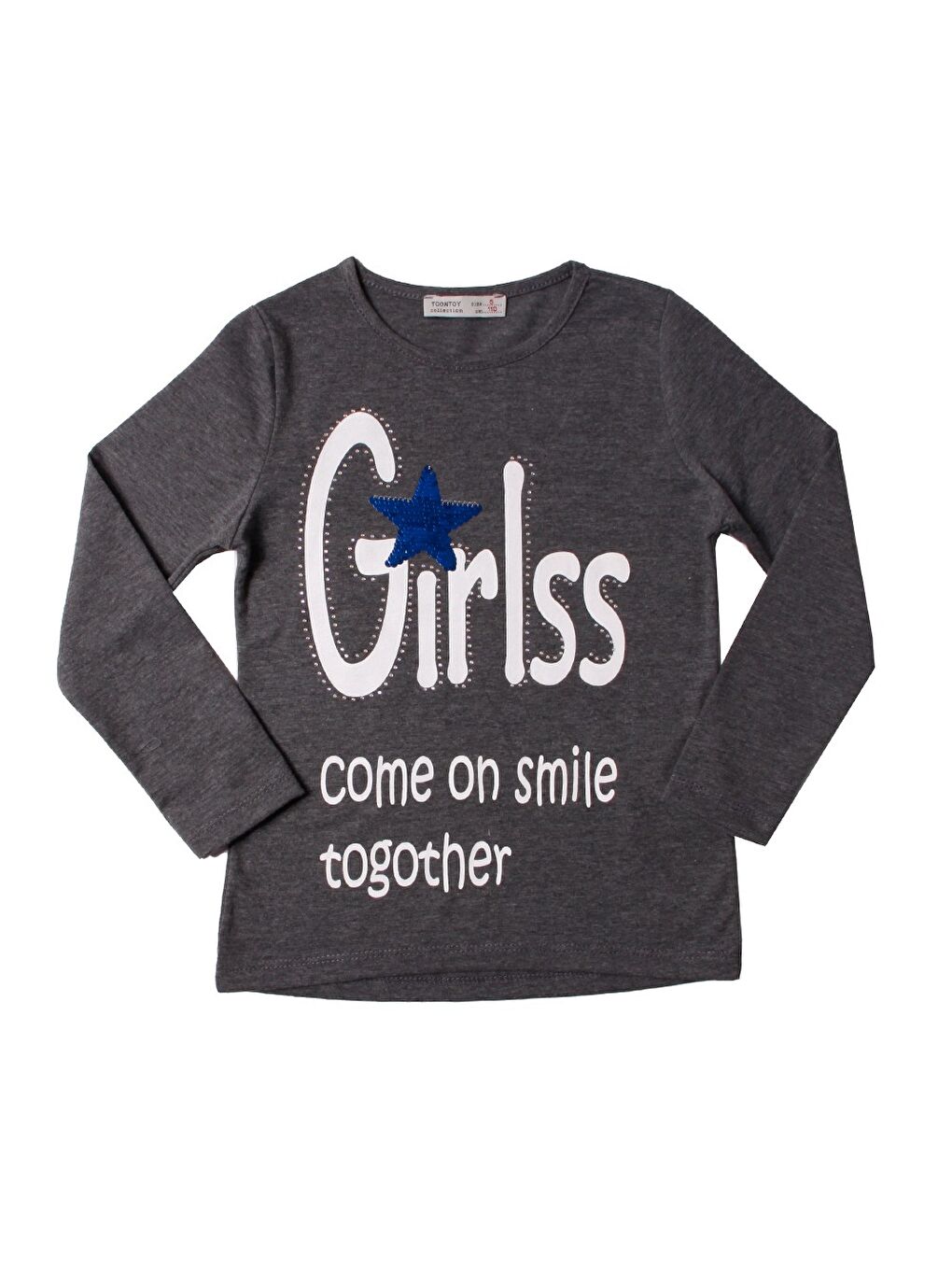 Toontoykids Antrasit Kız Çocuk Tişört Girls Taşlı Sweatshirt