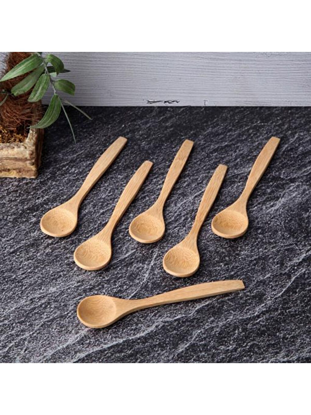 Bej Bambu Baharat Kaşığı 6'lı - Açık Kahverengi