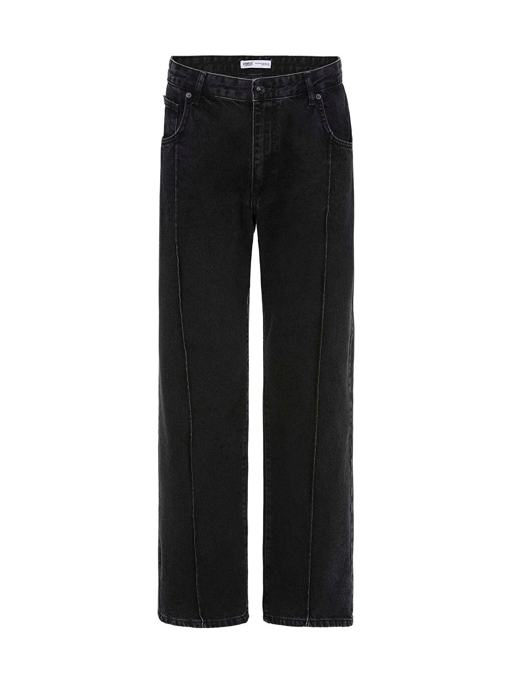 Dikiş Detaylı Relaxed Fit Jean Siyah-1