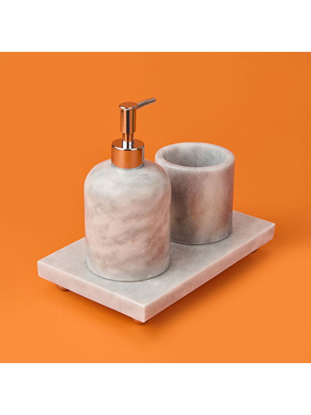 Bath 3'lü Mermer Banyo Seti - Gri-2