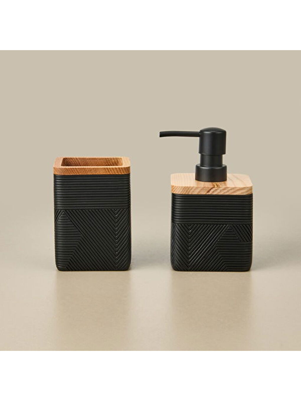 Bath Madera 2'li Banyo Sıvı Sabunluk Seti - Siyah-2