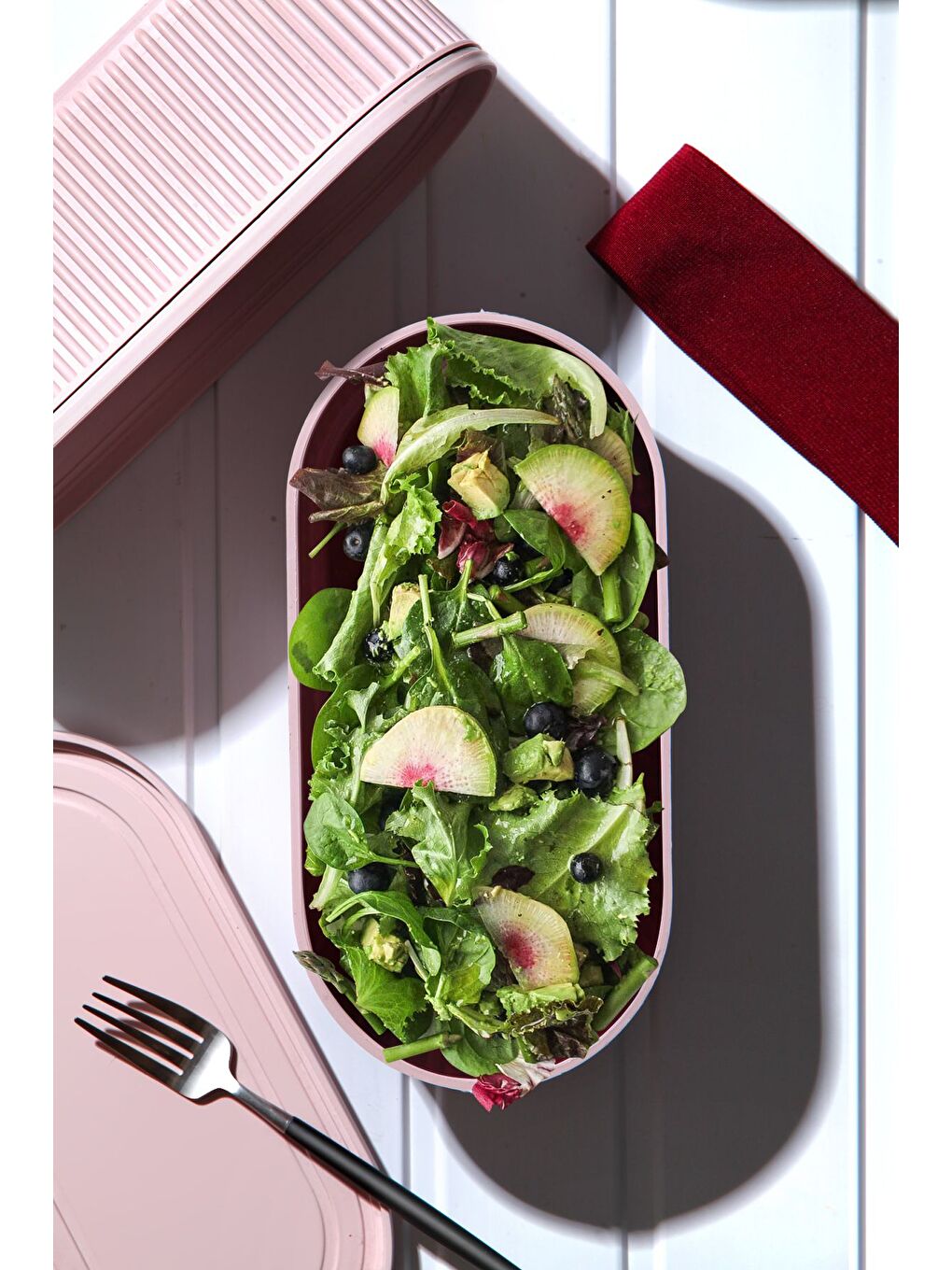 Pembe 2 Li Set Elastik Bantlı Çok Amaçlı Saklama Kabı Seti 1100Ml-2