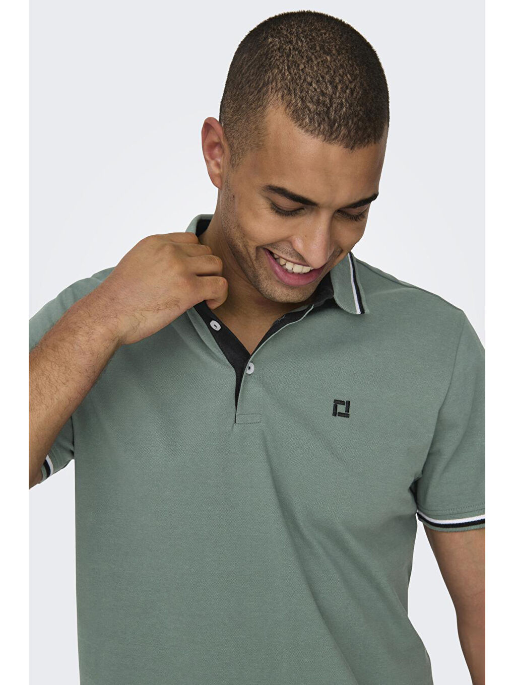 Yeşil Onsfletcher Pamuklu Regular Fit Düğmeli Polo Yaka Tişört 22024827-2