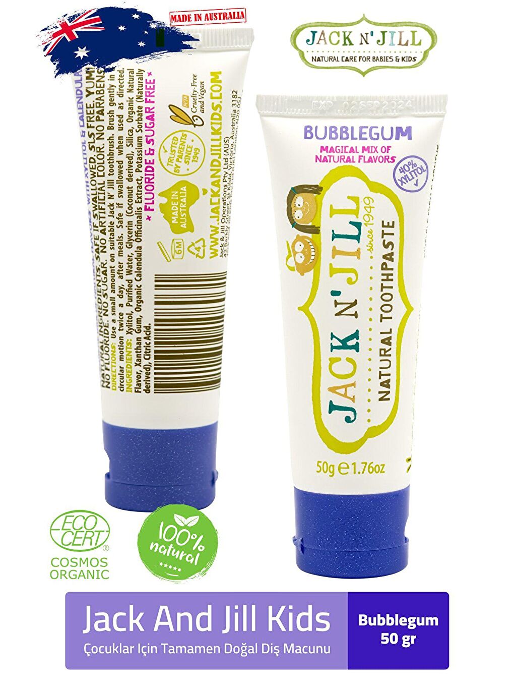 Jack N Jill Doğal Sakız Aromalı Diş Macunu 50 gr-1