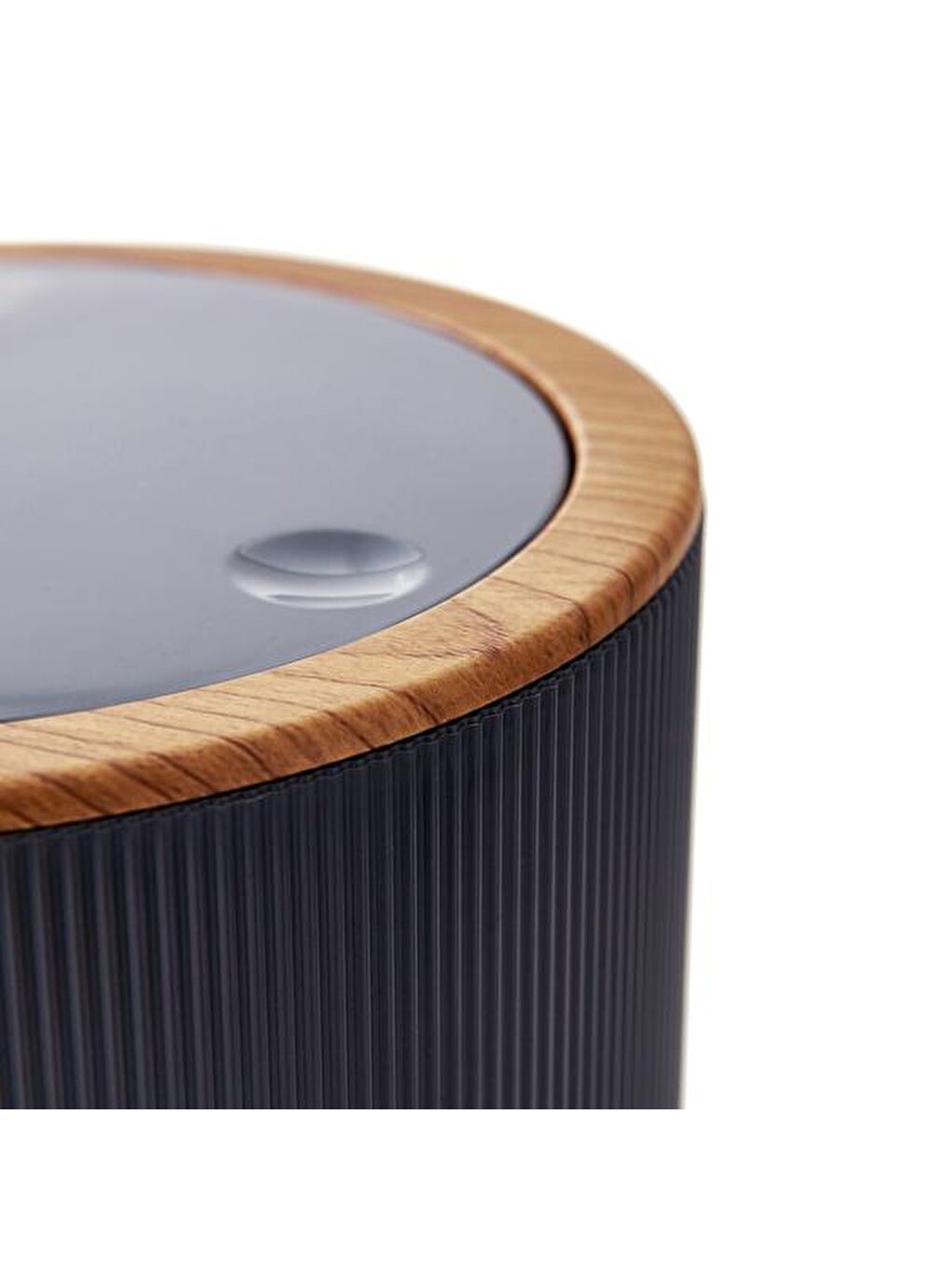 Ahşap Desenli Çizgili Yuvarlak 2'li Banyo Aksesuar Seti - Antrasit-3