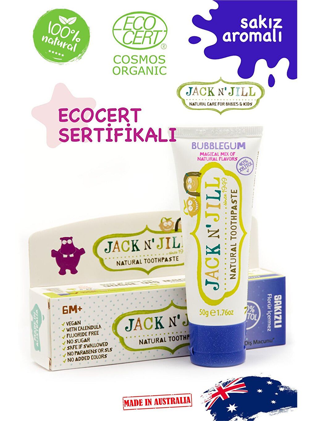 Jack N Jill Doğal Sakız Aromalı Diş Macunu 50 gr-2