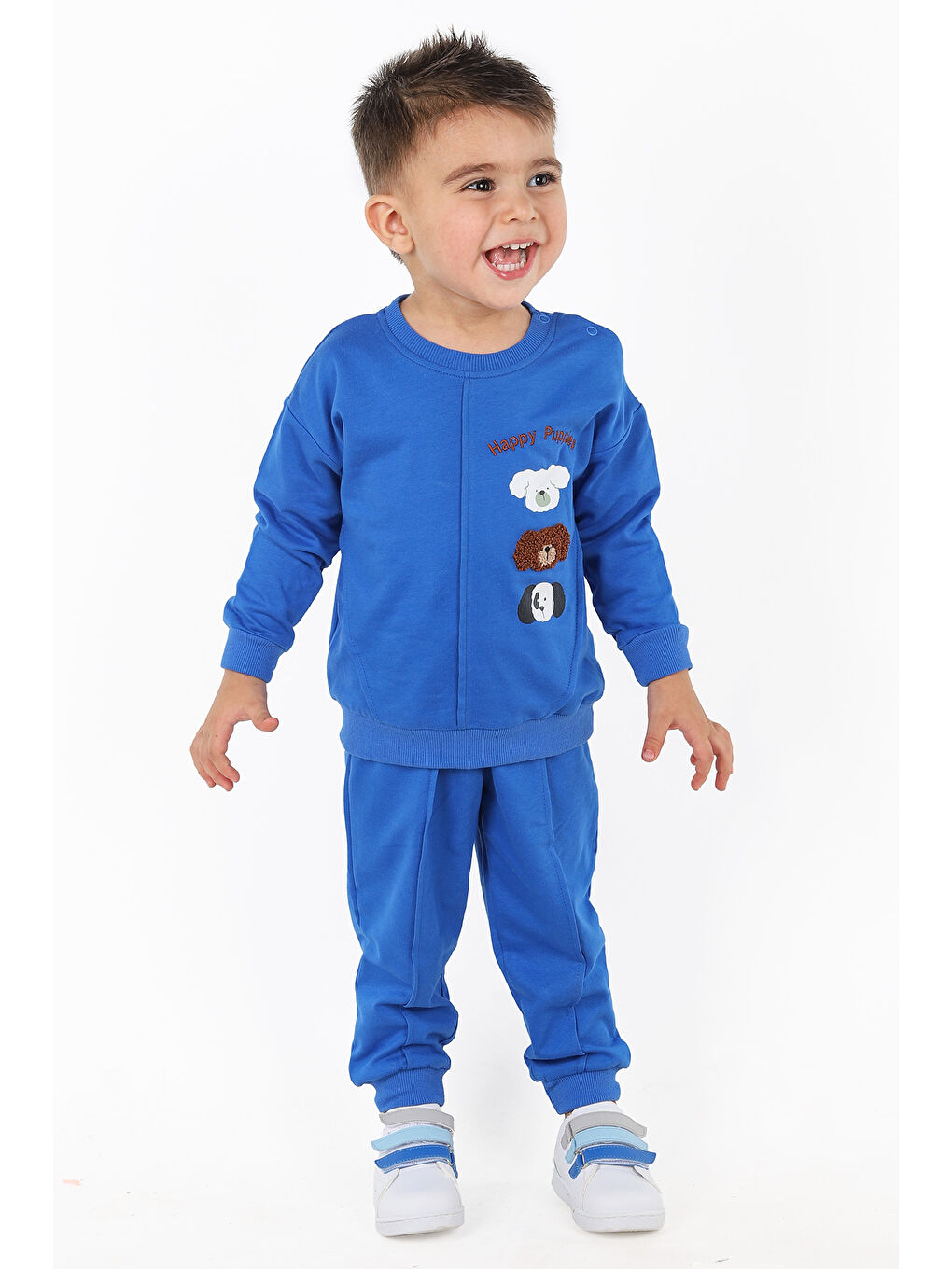 KİKO Saks Puppies Baskı Erkek Bebek Sweatshirt Eşofman 2'Li Takım - 3