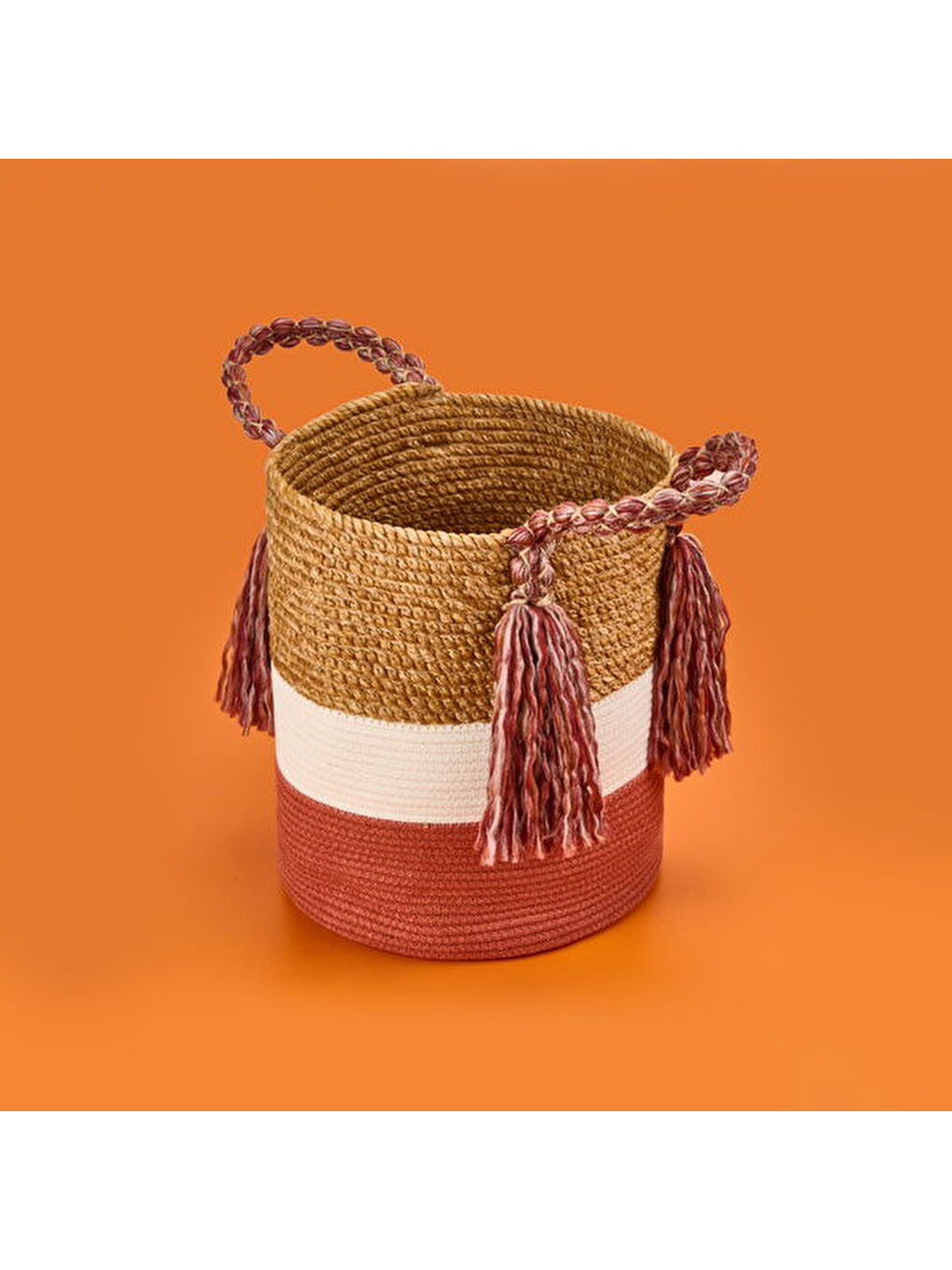 Karışık Living Colorful Püsküllü Büyük Sepet - Renkli - 35x30 cm-1