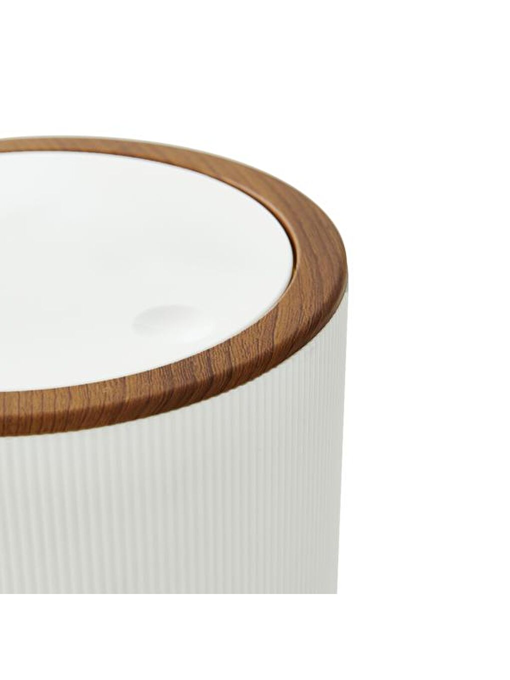 Ahşap Desenli Çizgili Yuvarlak 2'li Banyo Aksesuar Seti - Beyaz-2