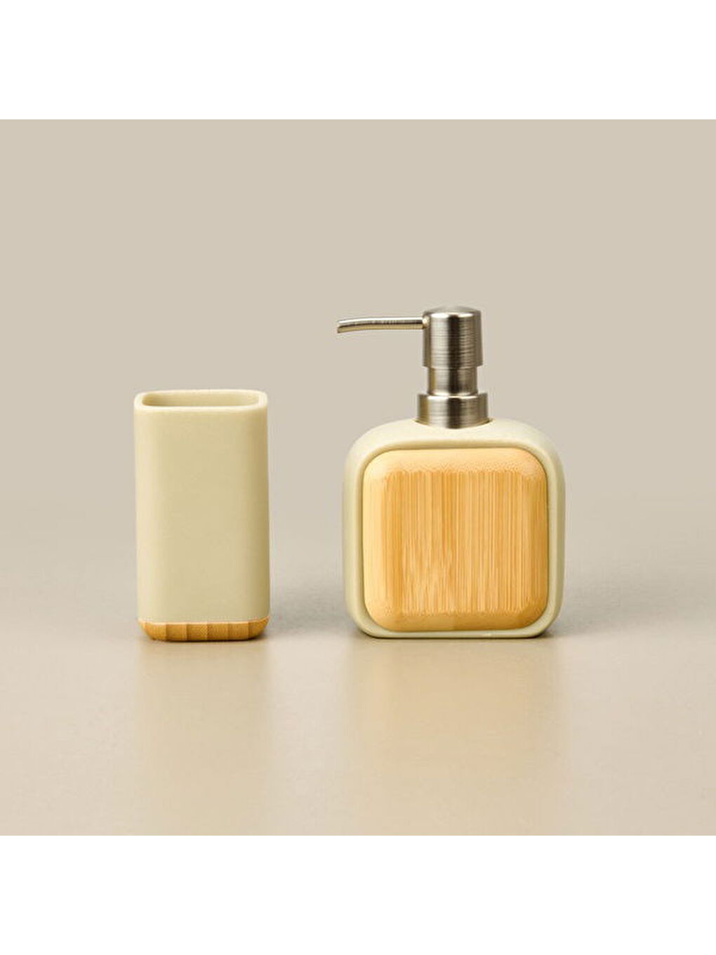 Bath Sau 2'li Banyo Sıvı Sabunluk Seti - Bej / Gri-1