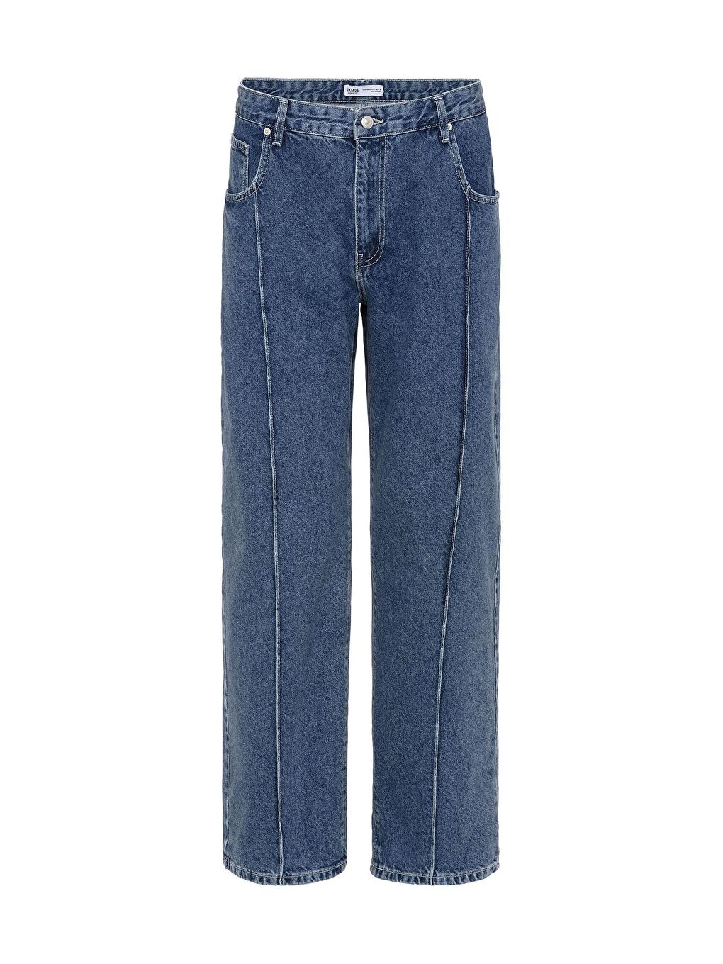 Dikiş Detaylı Relaxed Fit Jean Mavi-1