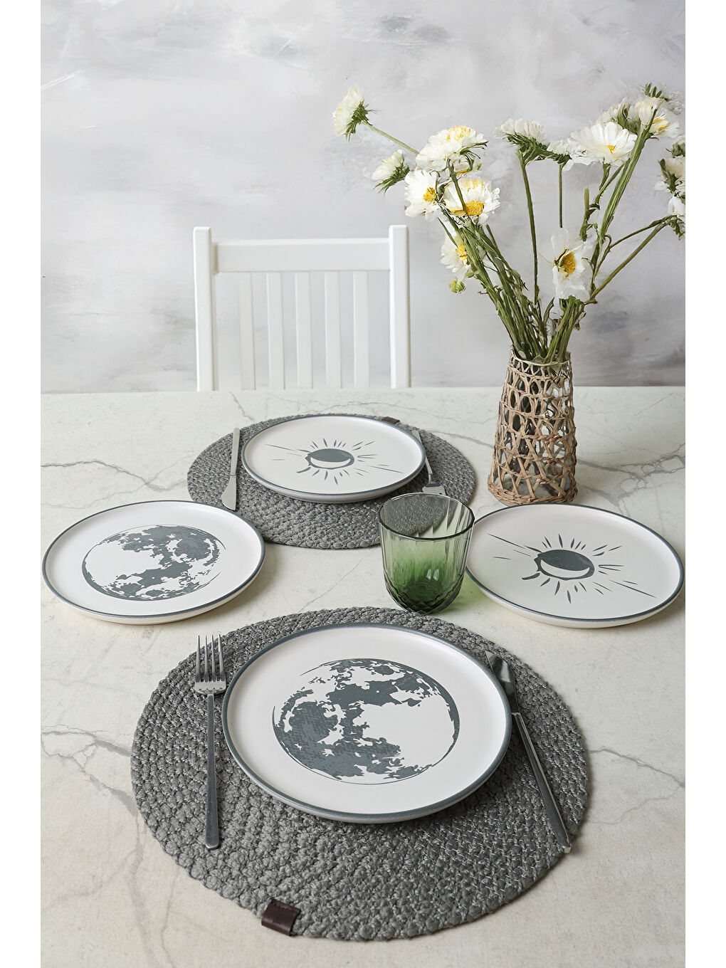 Karışık Black Shadow Nordic Pasta Tabağı 22 Cm 4 Adet-1