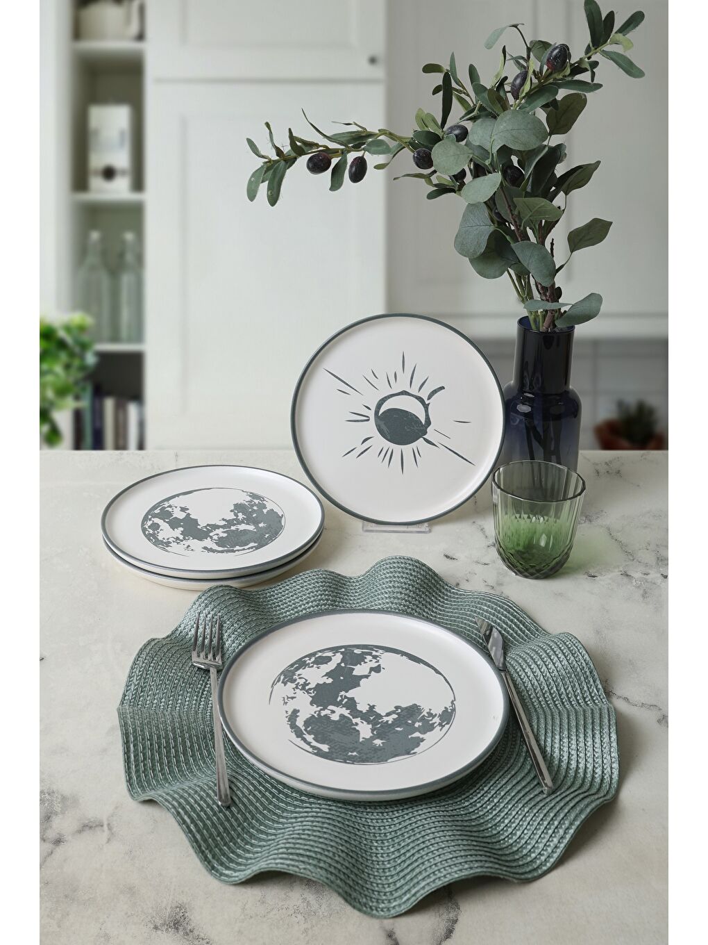 Karışık Black Shadow Nordic Pasta Tabağı 22 Cm 4 Adet-2