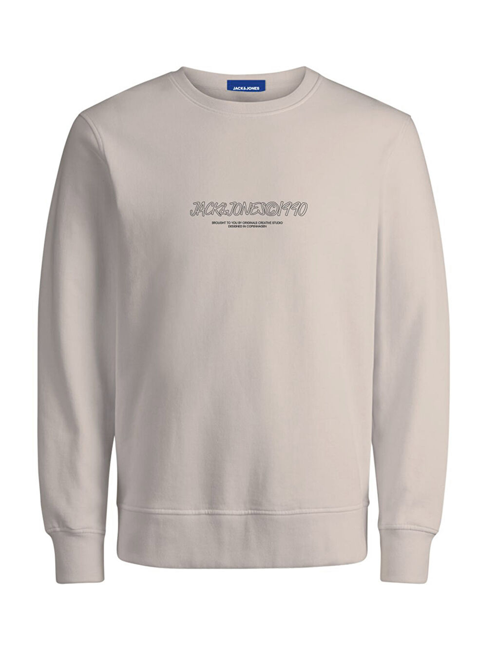 Jack & Jones Ekru Originals Jorbronx Pamuklu Logolu Regular Fit Bisiklet Yaka Erkek Sweat 12266942