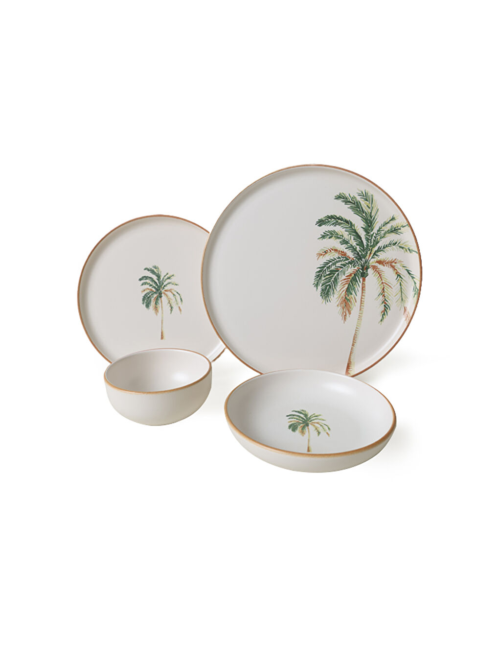 Karışık Bronze Palmiye Yemek Takımı 24 Parça 6 Kişilik-6