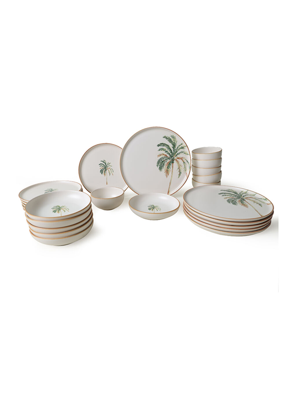 Karışık Bronze Palmiye Yemek Takımı 24 Parça 6 Kişilik-7