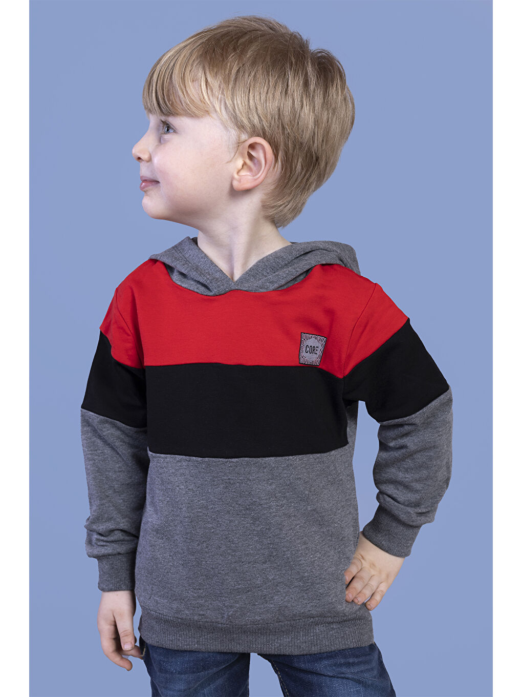 Toontoykids Antrasit Erkek Çocuk Kapüşonlu Garni Detaylı Sweatshirt