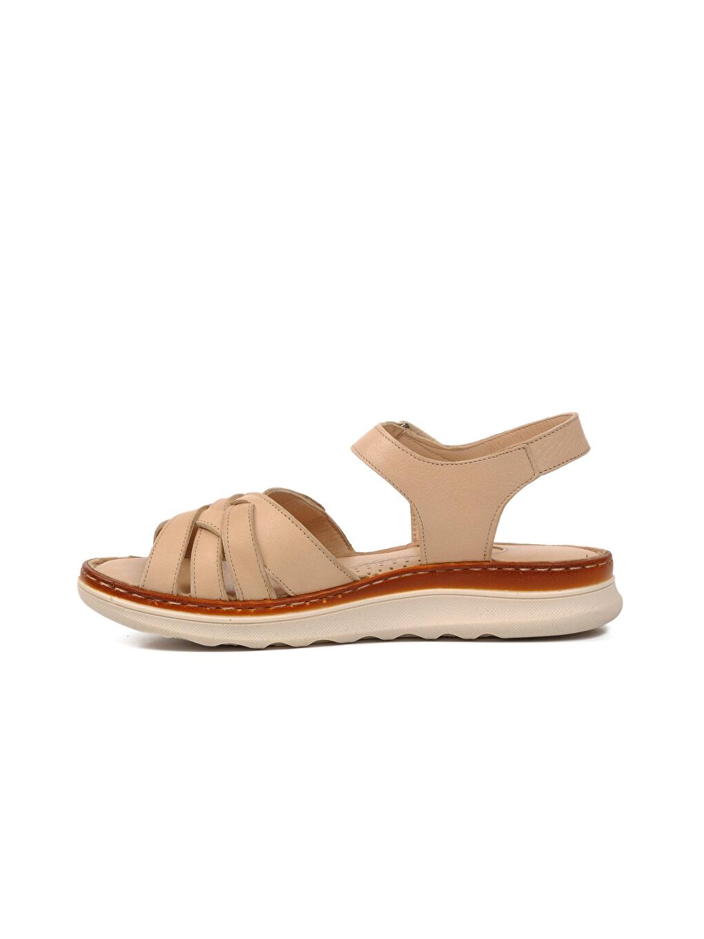Bej Hakiki Deri Kadın Sandalet 22981709-1