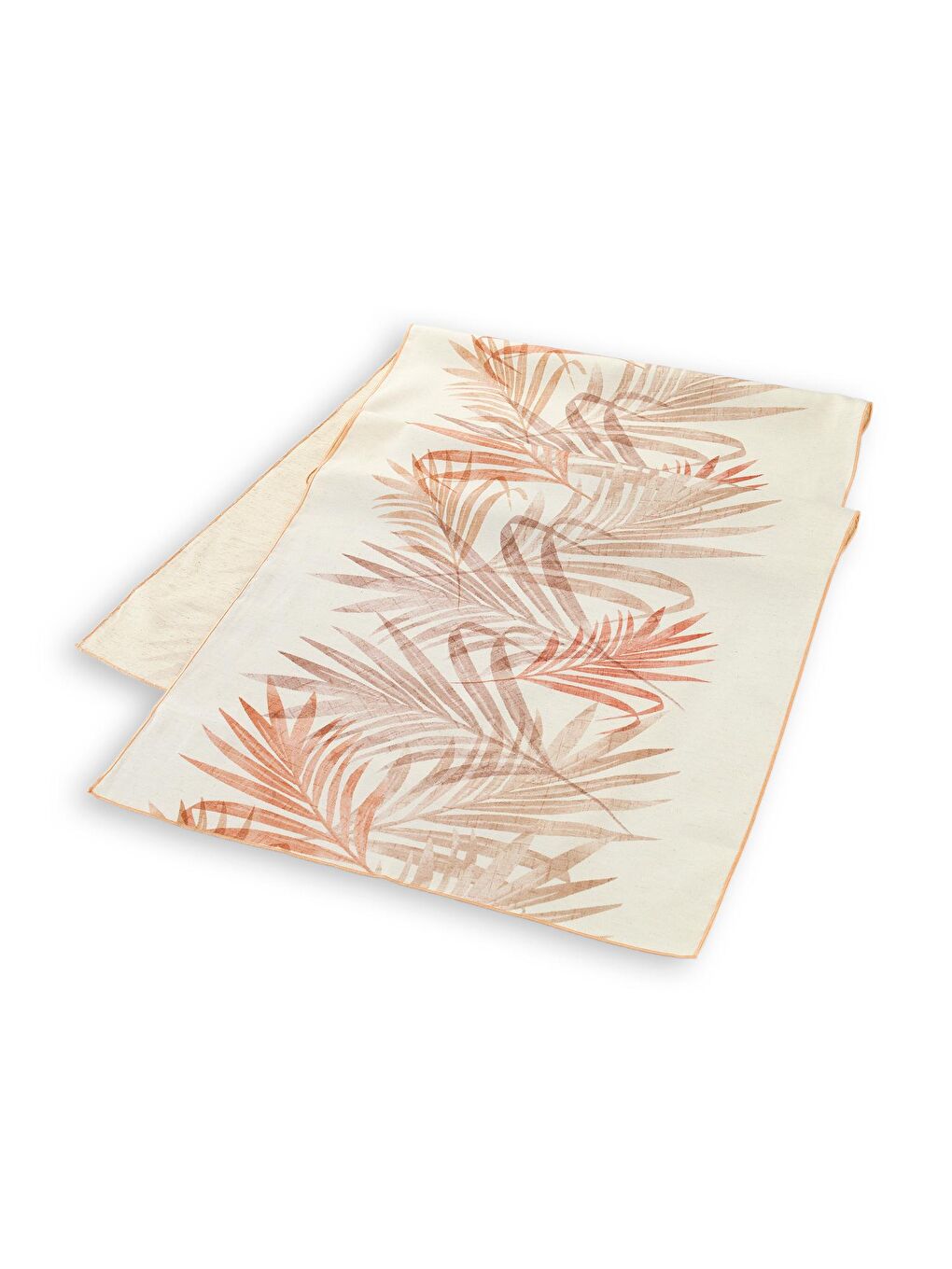 SCHAFER Krem Home Leaf Poly Linen Runner 45x150-Kiremit