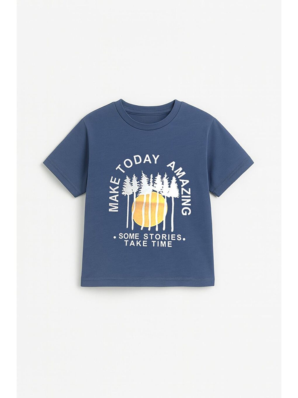 Erkek Çocuk %100 Pamuklu Baskılı Kısa Kollu Tişört - İndigo (3-4 Yaş 8-9 Yaş)-1