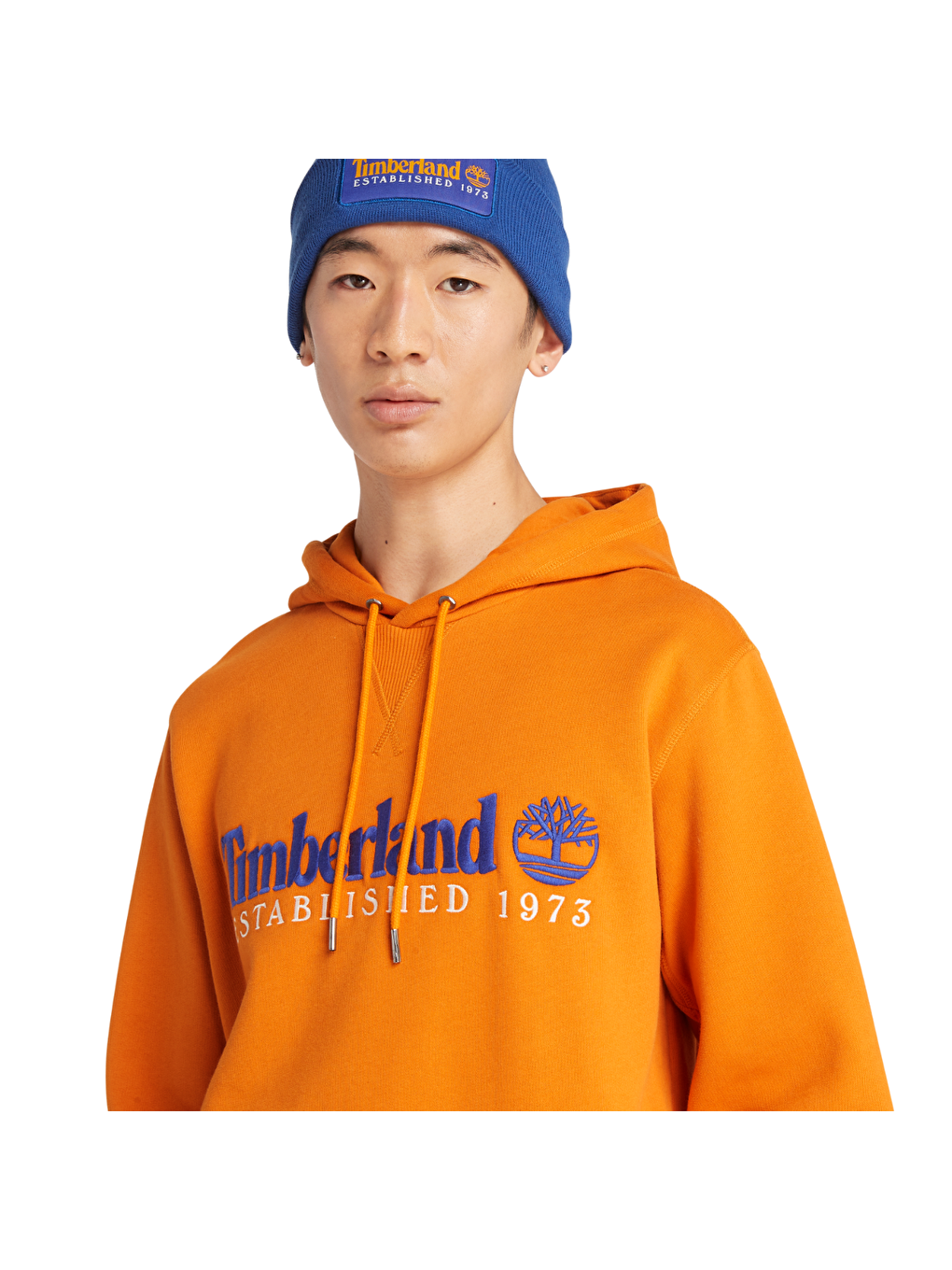 Timberland Turuncu LS 50th Anniversary Est. 1973 Erkek Turuncu Kapüşonlu Sweatshirt - 1