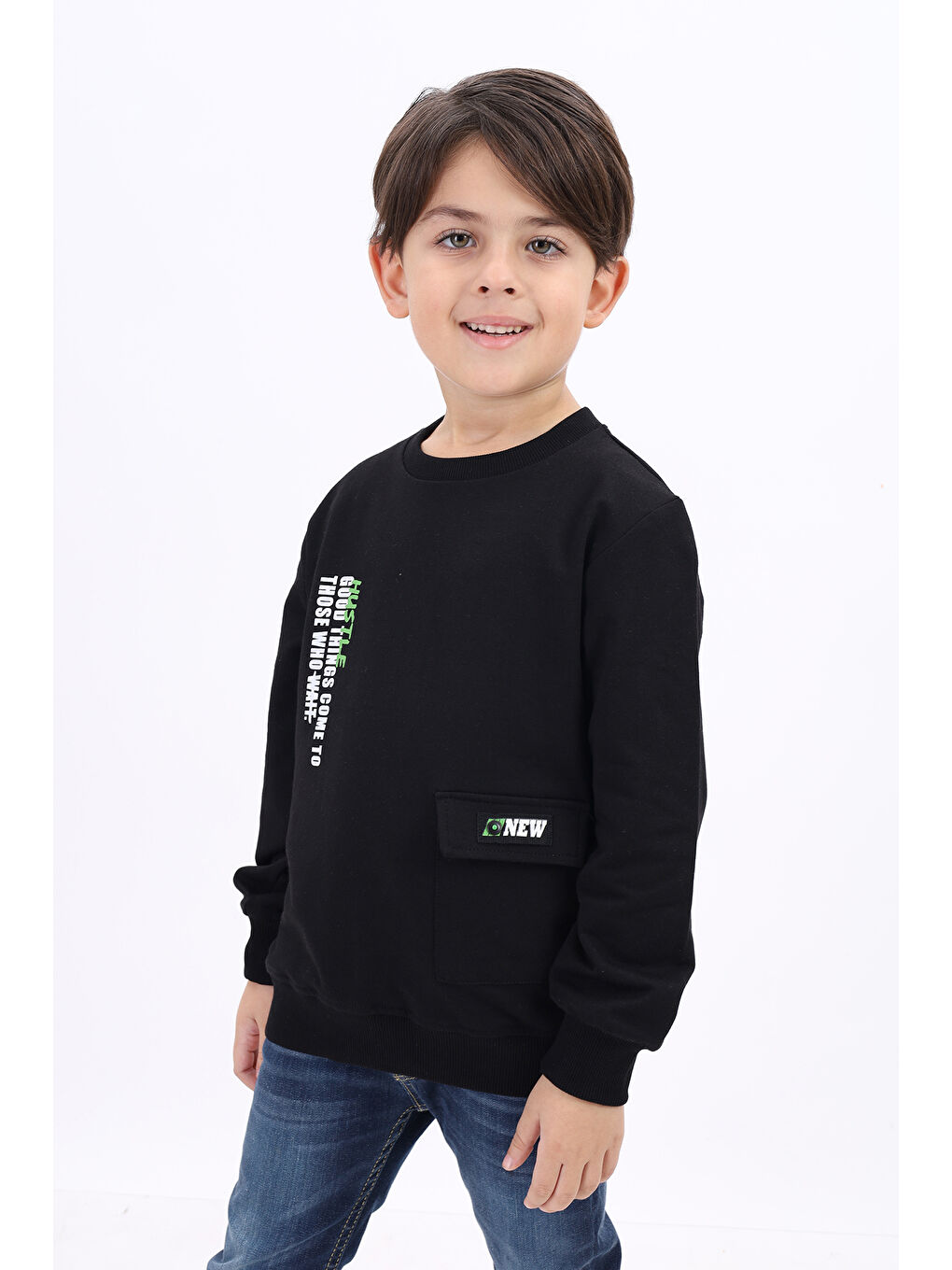 Toontoykids Siyah Erkek Çocuk Baskılı Sweatshirt