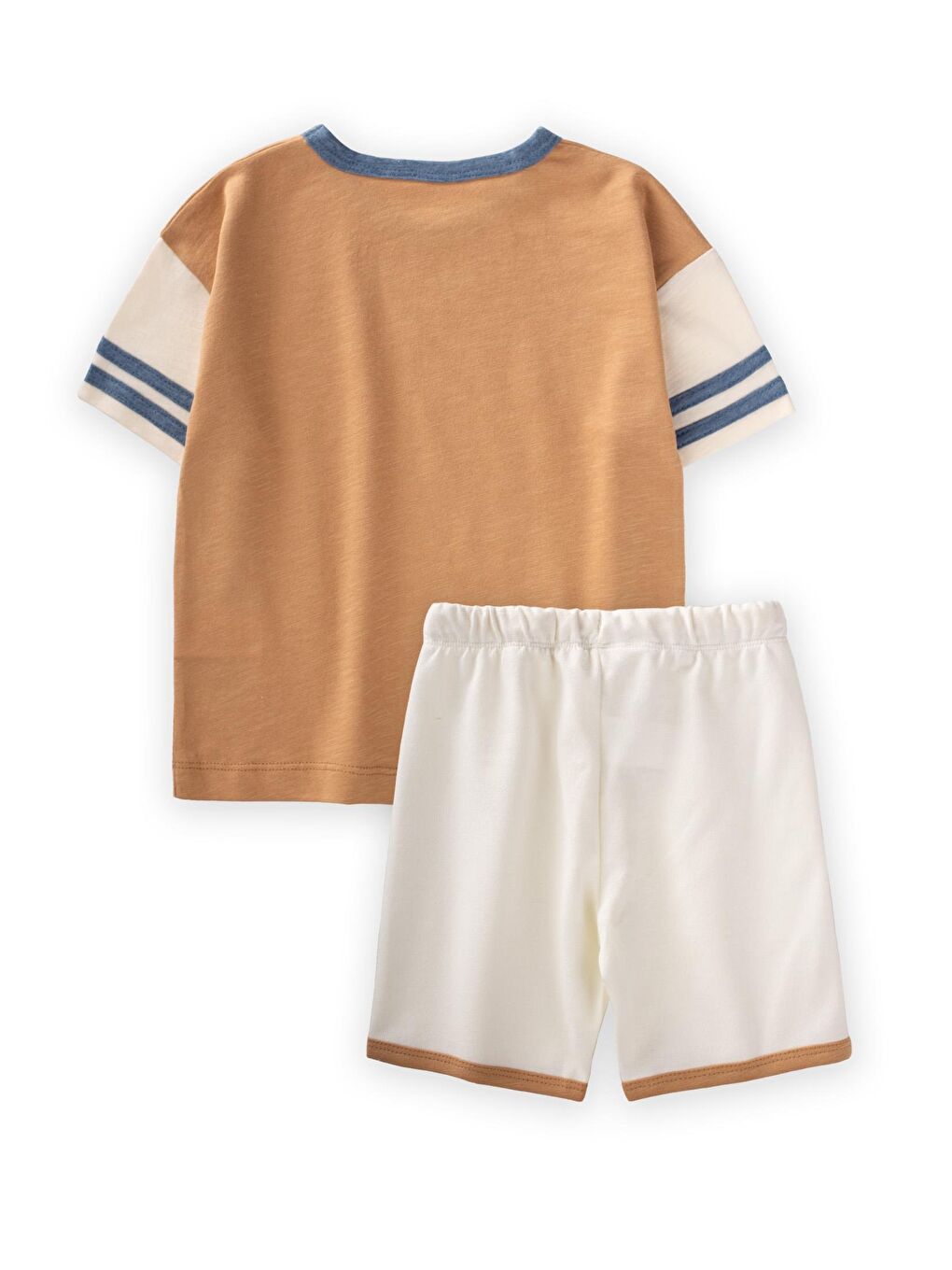 Kahverengi Kolları Şeritli Kaprili Takım 2-10 Yaş Camel-1