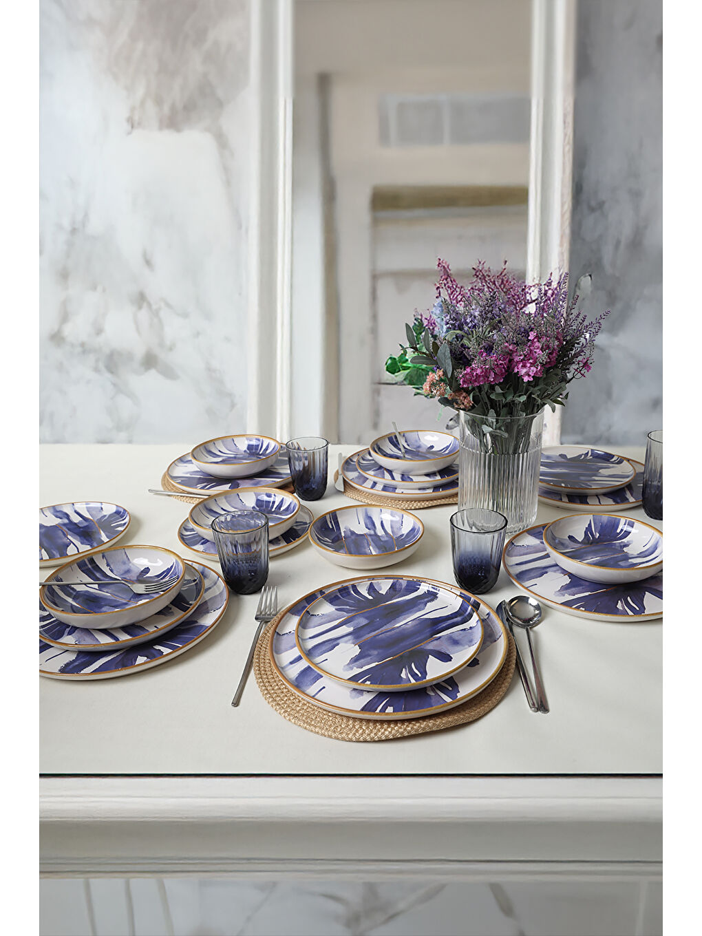Karışık Brush & Bloom Yemek Takımı 18 Parça 6 Kişilik-3