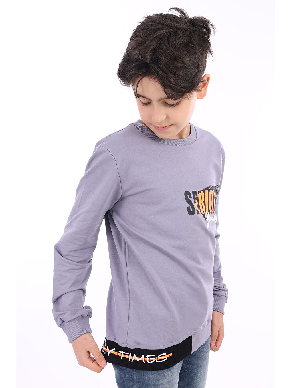 Toontoykids Gri Erkek Çocuk Baskılı Sweatshirt