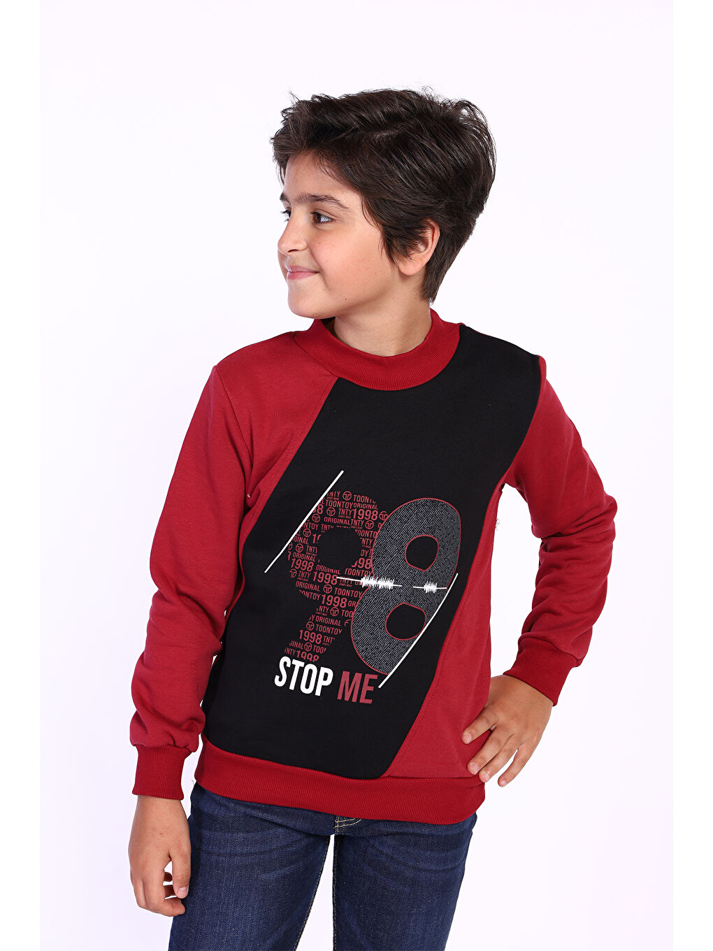 Toontoykids Bordo Erkek Çocuk Baskılı Sweatshirt