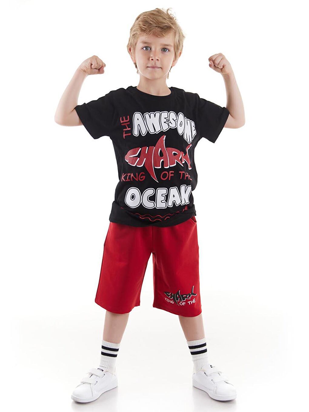 Siyah Erkek Çocuk Takım Awesome Baskılı Kaprili Alt Üst Takım Trend Pamuklu Ak2520-6