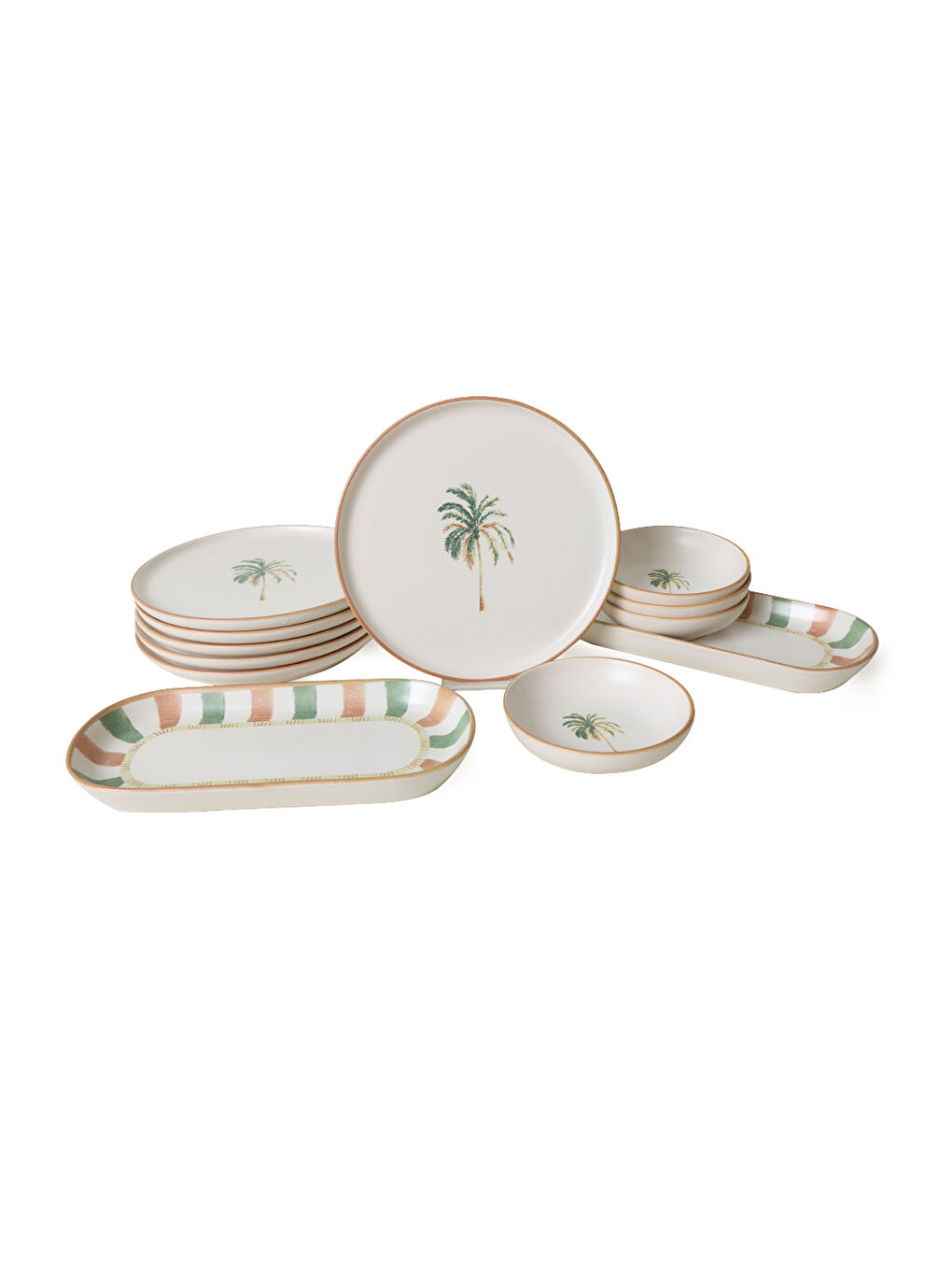 Karışık Bronze Palmiye Kahvaltı Takımı 12 Parça 6 Kişilik-6