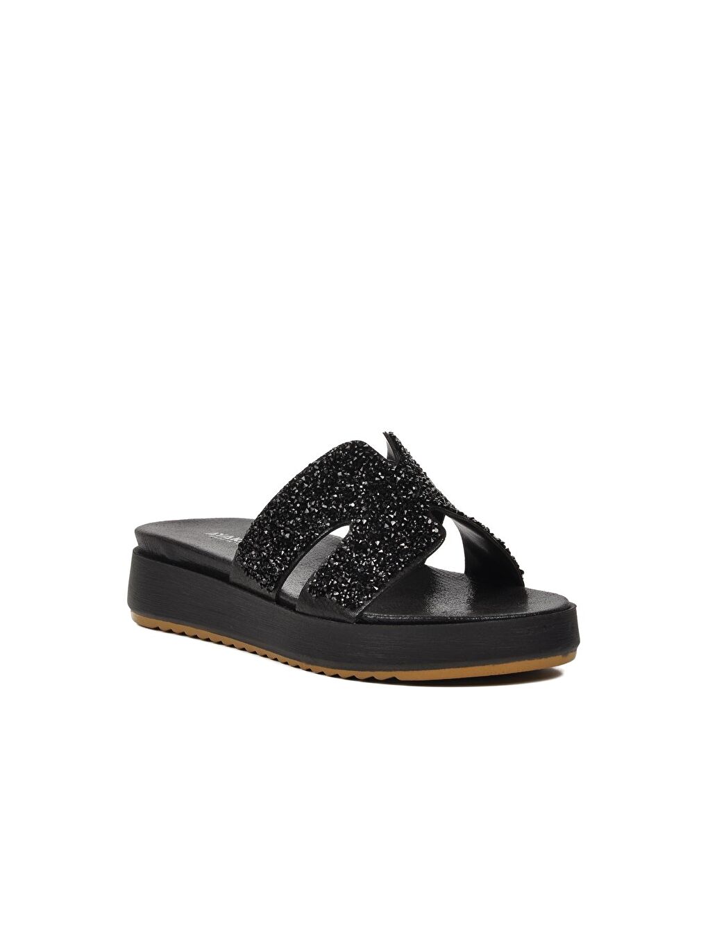 Siyah Taşlı Düz Kadın Terlik 286064-2