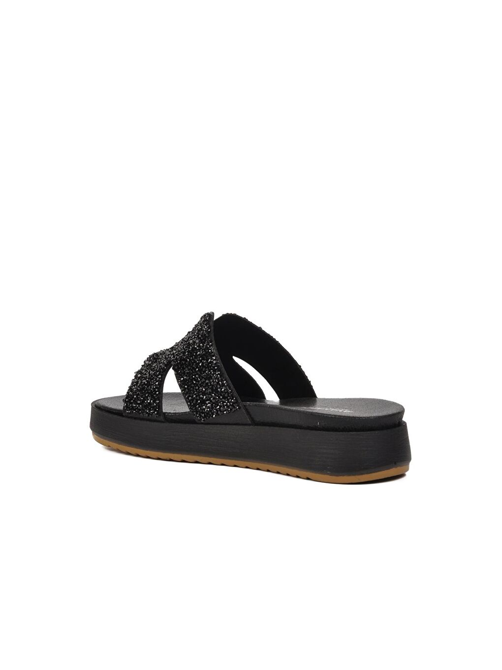 Siyah Taşlı Düz Kadın Terlik 286064-3