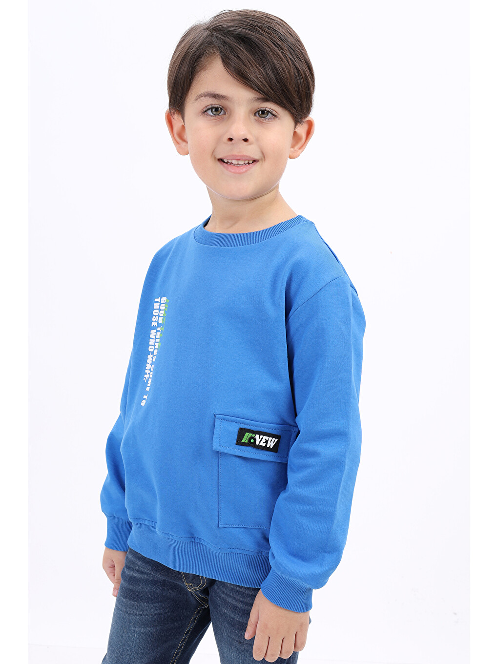 Mavi Erkek Çocuk Baskılı Sweatshirt-1
