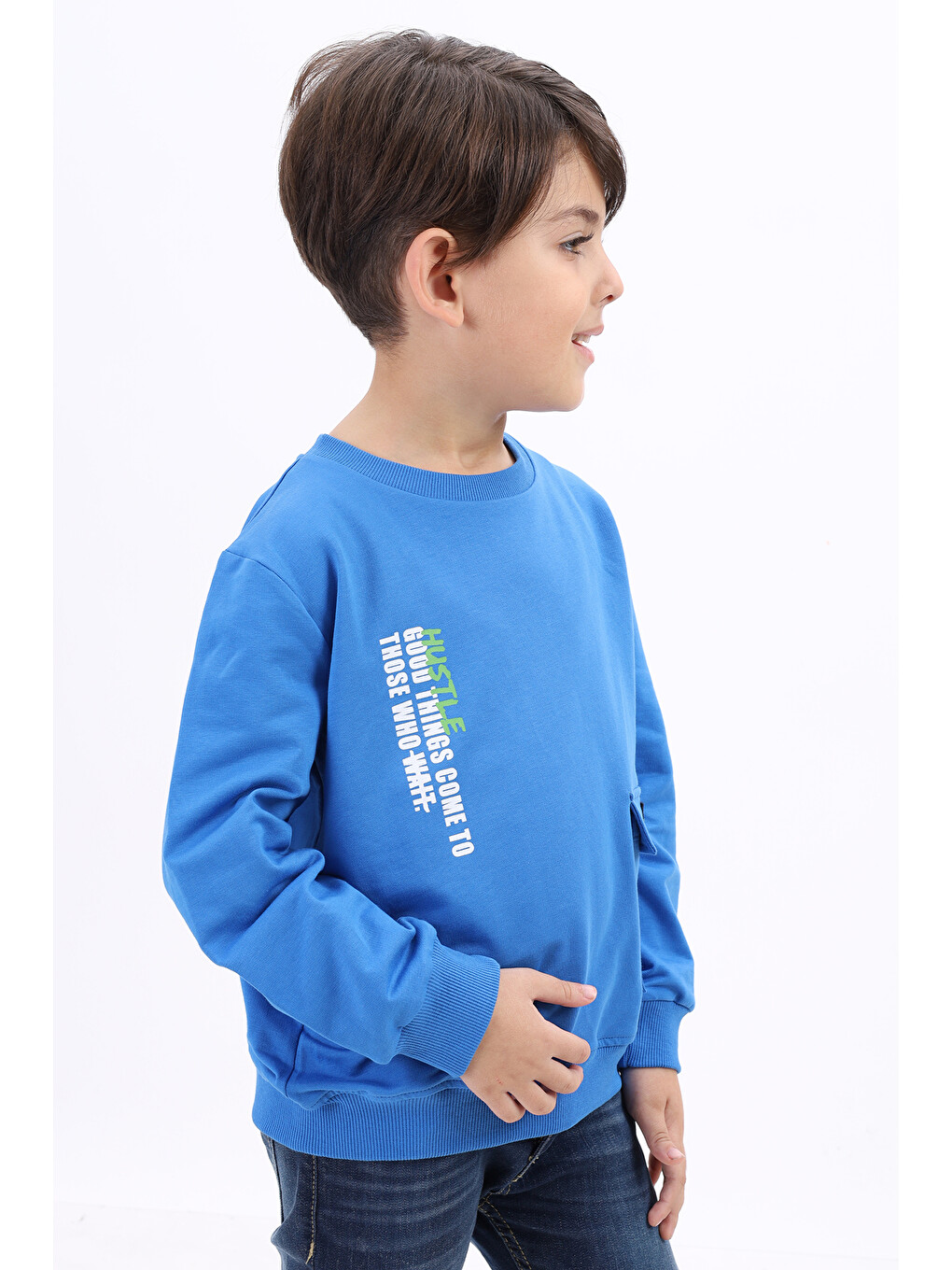 Mavi Erkek Çocuk Baskılı Sweatshirt-3