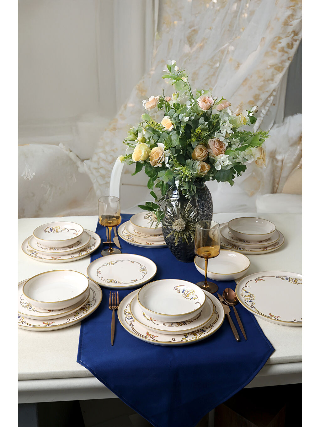 Karışık Bronze Bloom Yemek Takımı 18 Parça 6 Kişilik-1