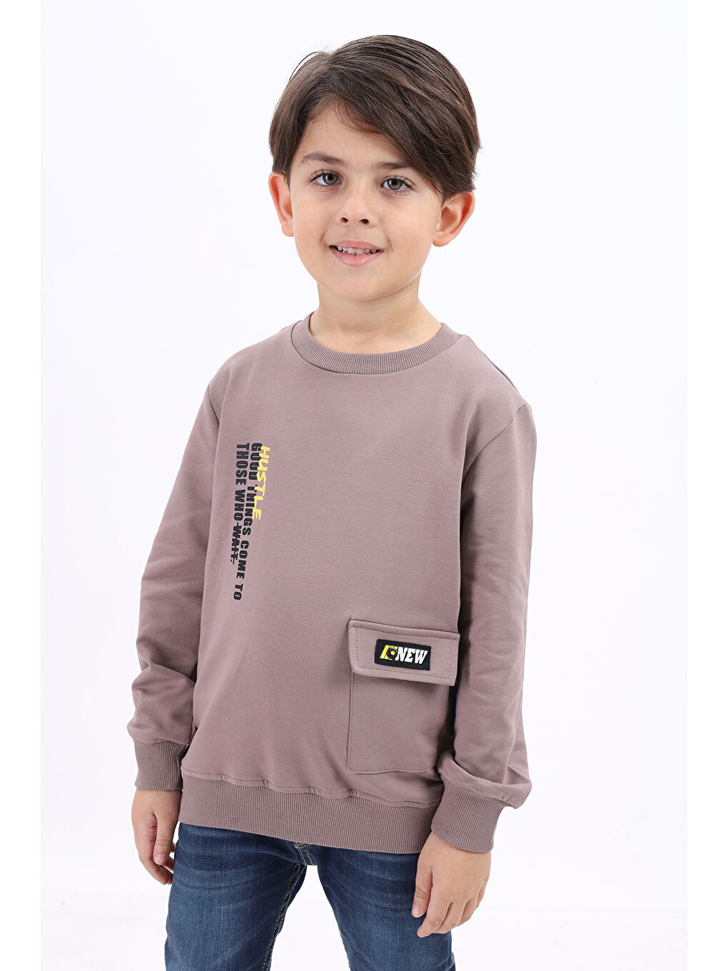 Toontoykids Kahverengi Erkek Çocuk Baskılı Sweatshirt