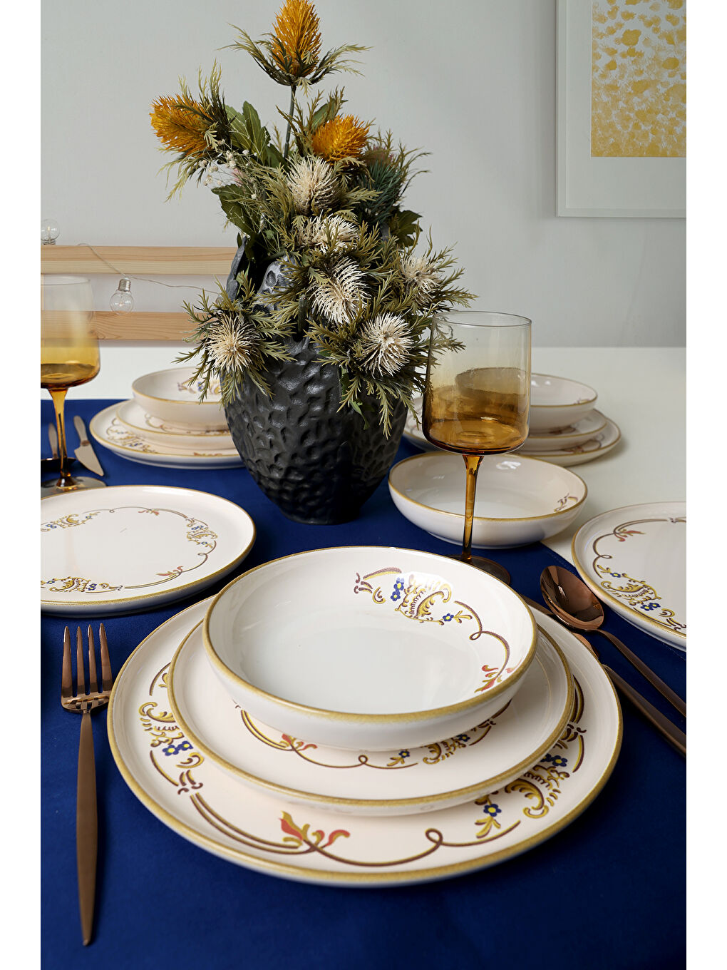 Karışık Bronze Bloom Yemek Takımı 18 Parça 6 Kişilik-5