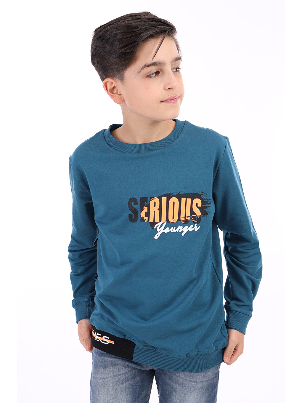 Petrol Erkek Çocuk Baskılı Sweatshirt