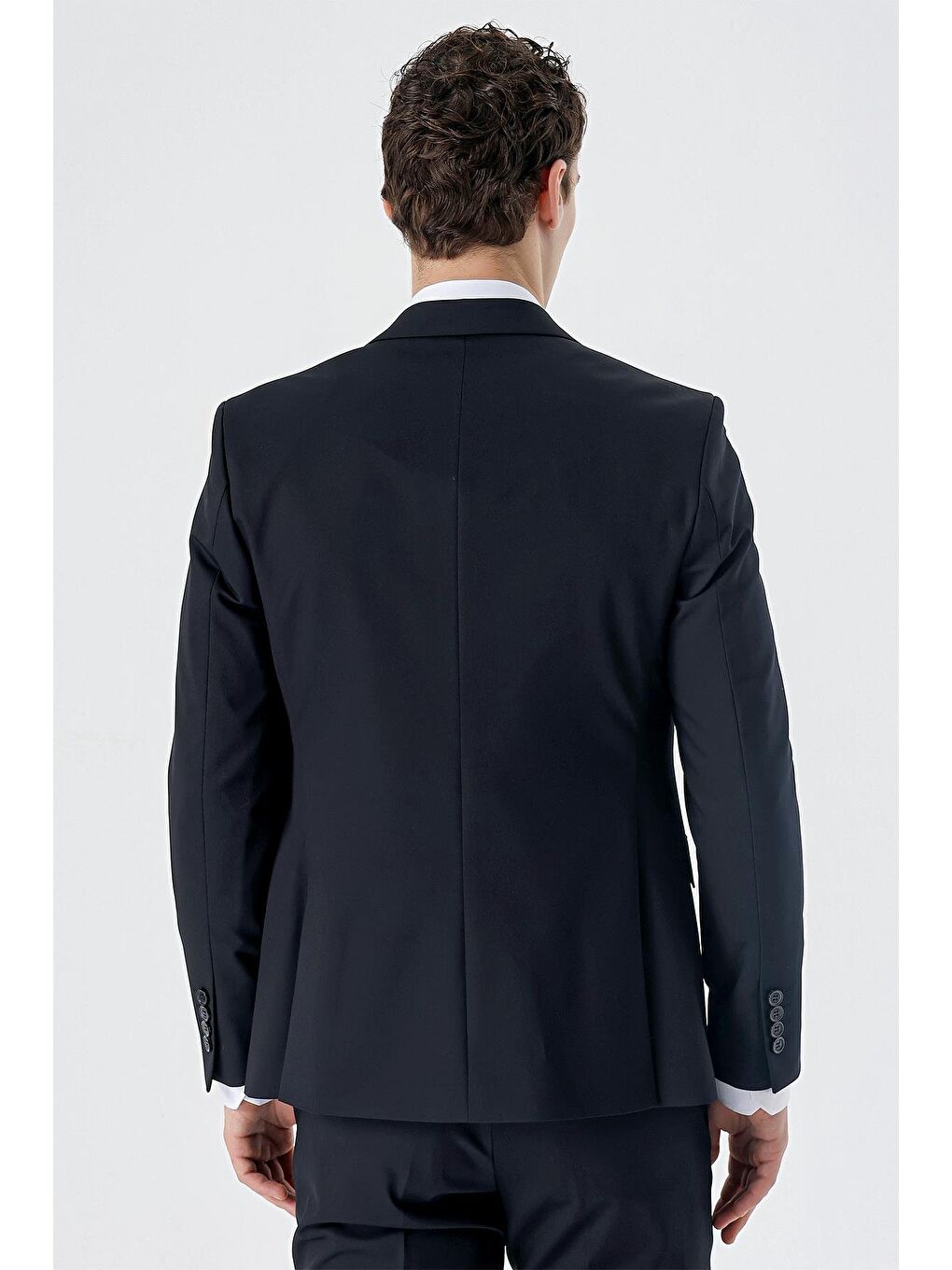 Koyu Lacivert Kırlangıç Yaka Yelekli Elastanlı 6 Drop Slim Fit Klasik Takım Elbise 1001240150-6