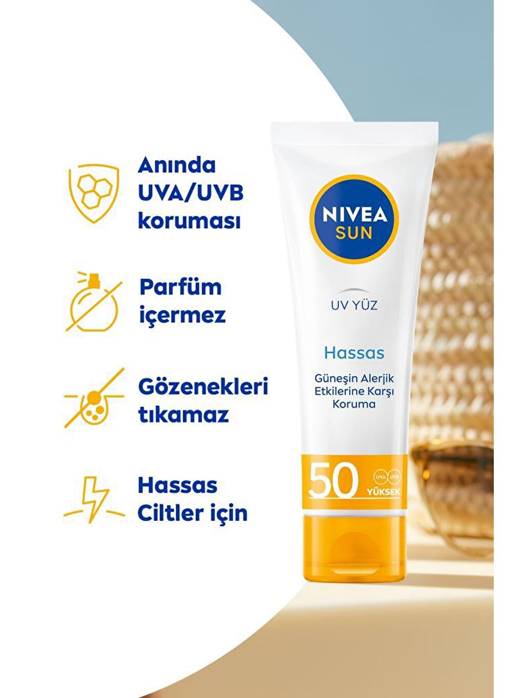 NIVEA Şeffaf Sun Spf50 Hassas Yatıştıran Ne mlendirici Yüz Güneş Kremi 50 ml, Çok Yüksek Güneş Koruyucu - 3