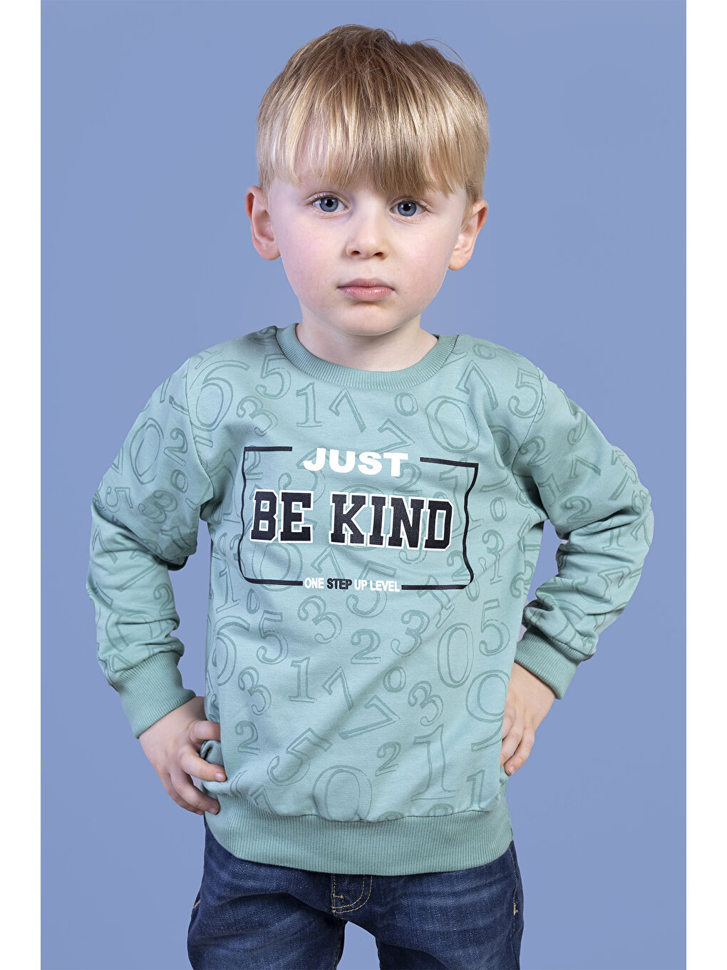 Toontoykids Yeşil Erkek Çocuk Sayı Baskılı Sweatshirt