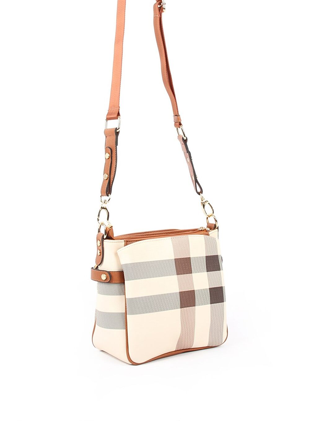 Kahverengi Kadın Çapraz Çanta 884-34209 SILVER POLO ÇAPRAZ BAYAN ÇANTASI MK48 KREM-MAT TABA-2