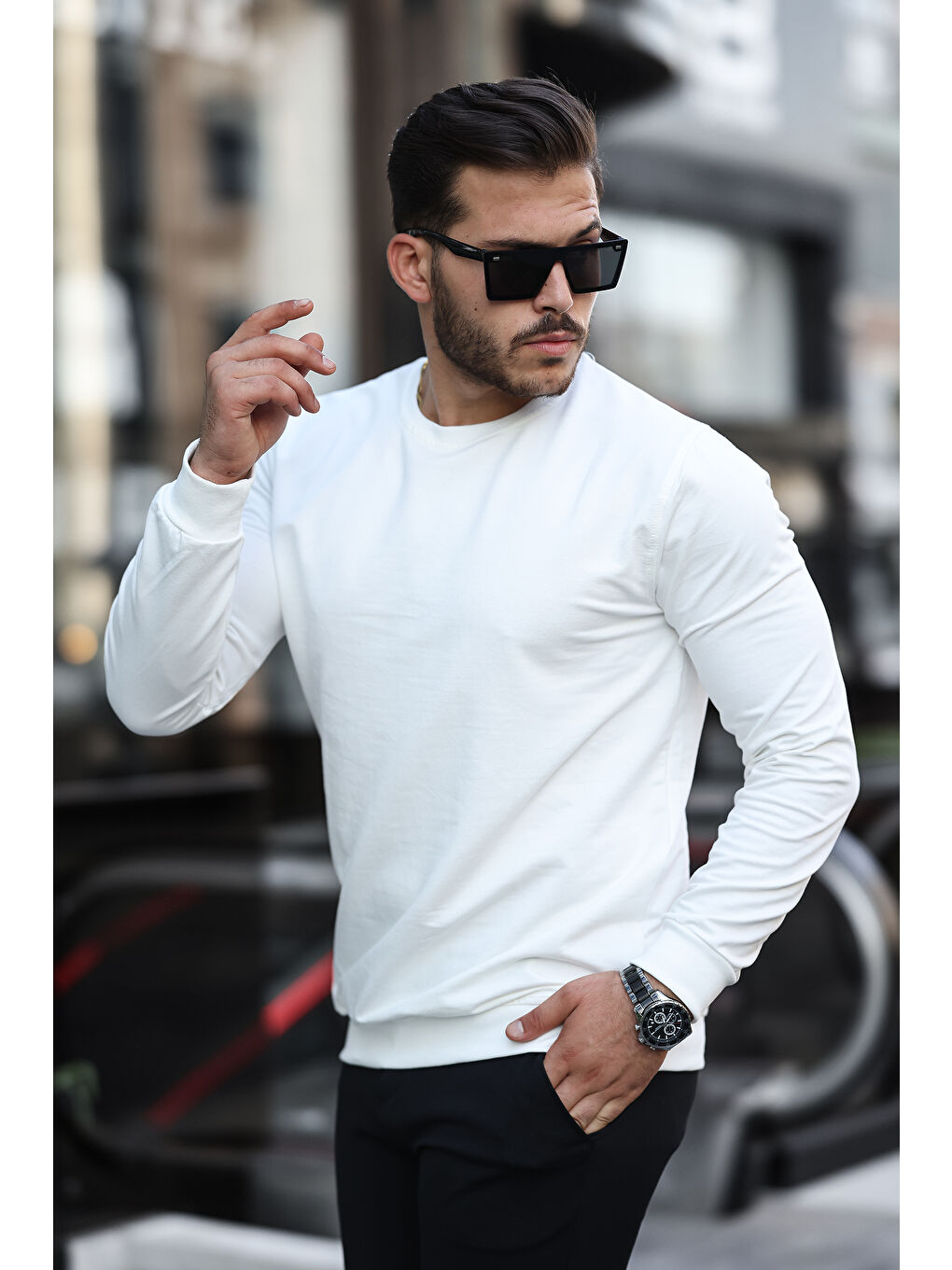 comstar Beyaz Slim Fit Sweatshirt