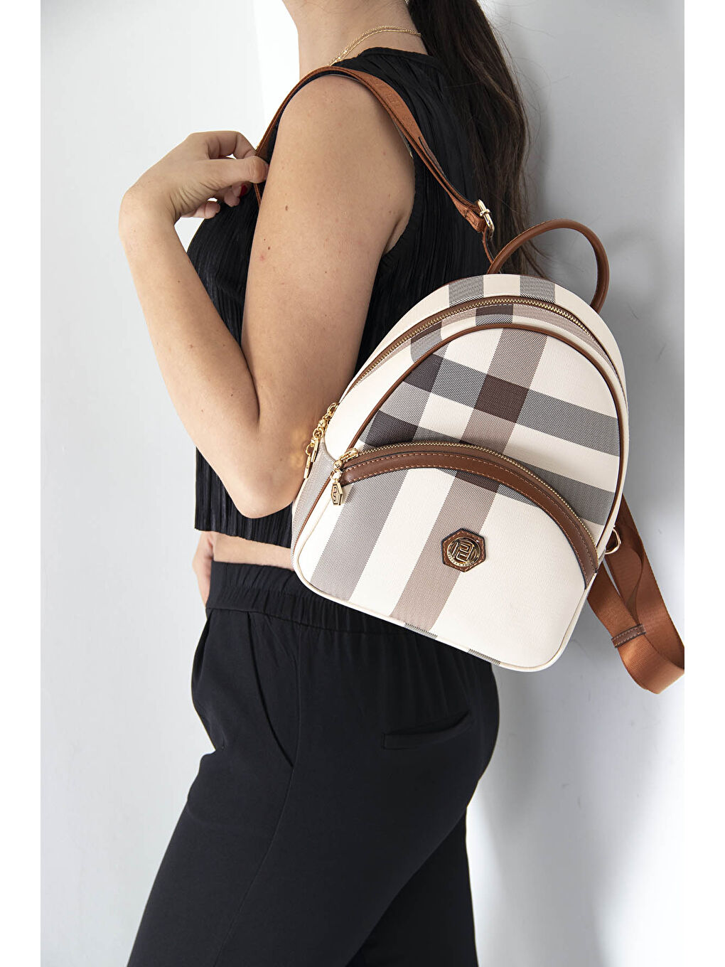 Kahverengi Kadın 945-33736 SIRT ÇANTASI M48 KREM-MAT TABA-4