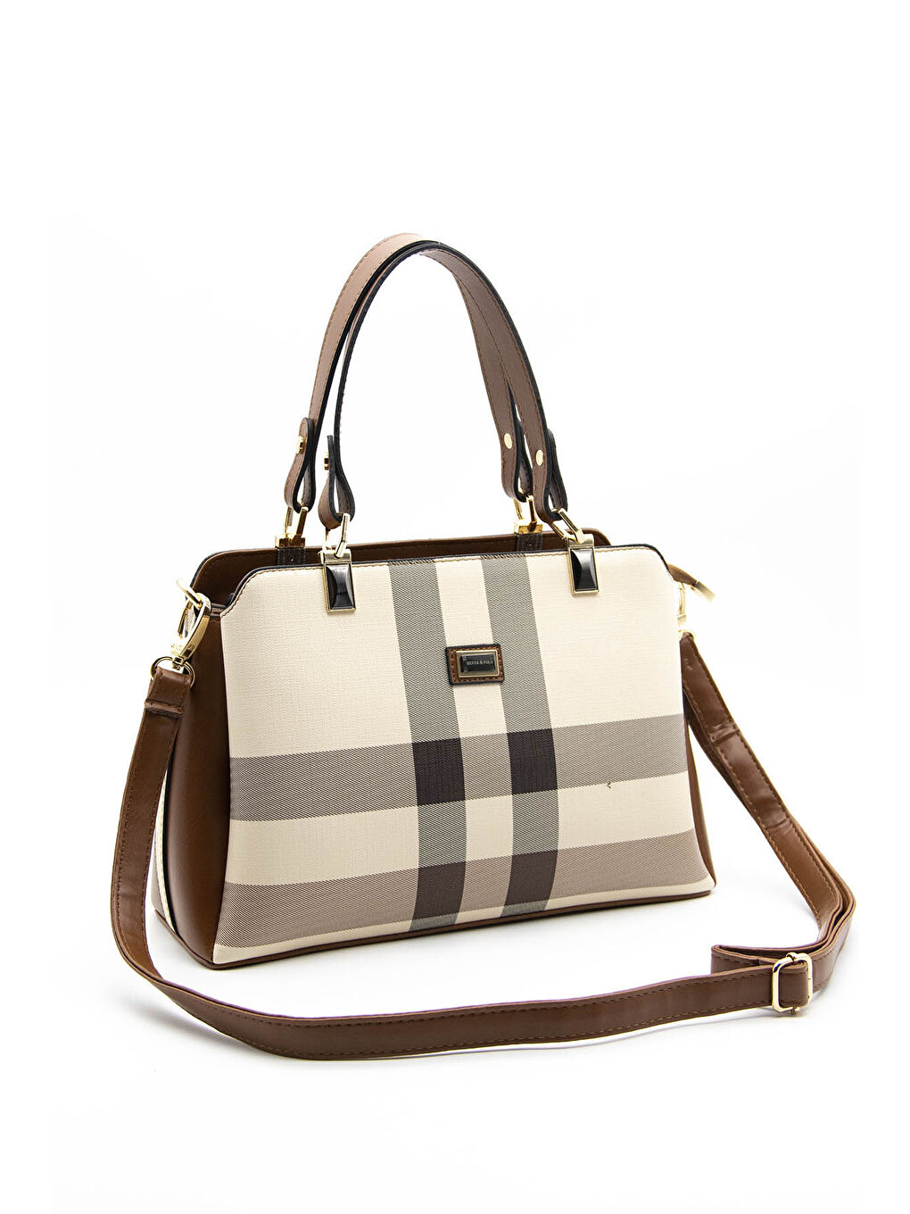 Kahverengi Kadın Omuz Çantası 972-36163 BAYAN ÇANTASI M48 KREM-MAT TABA-4