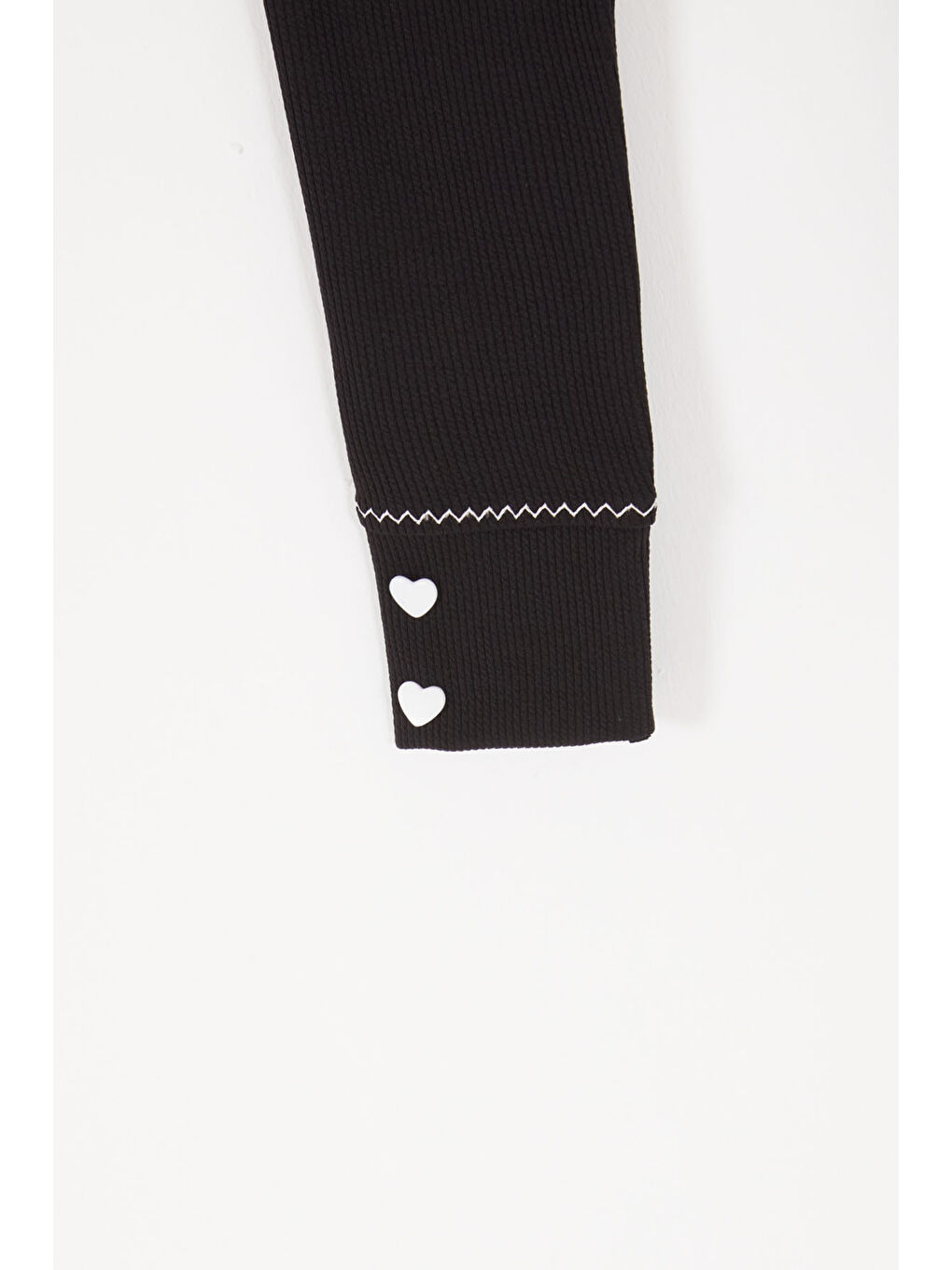 Siyah Kalp Düğmeli Fitilli Kız Çocuk Tayt 16890-1